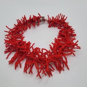 VJ | Glass Seed Bead Red Choker Necklace